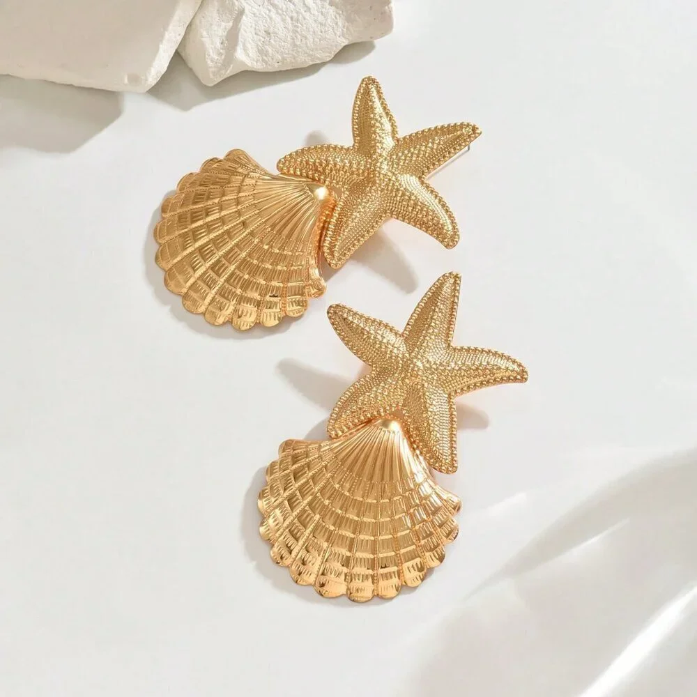 Gold Boho Women's Gold-Plated Handmade Multilayer Tassel Chunky Earrings
